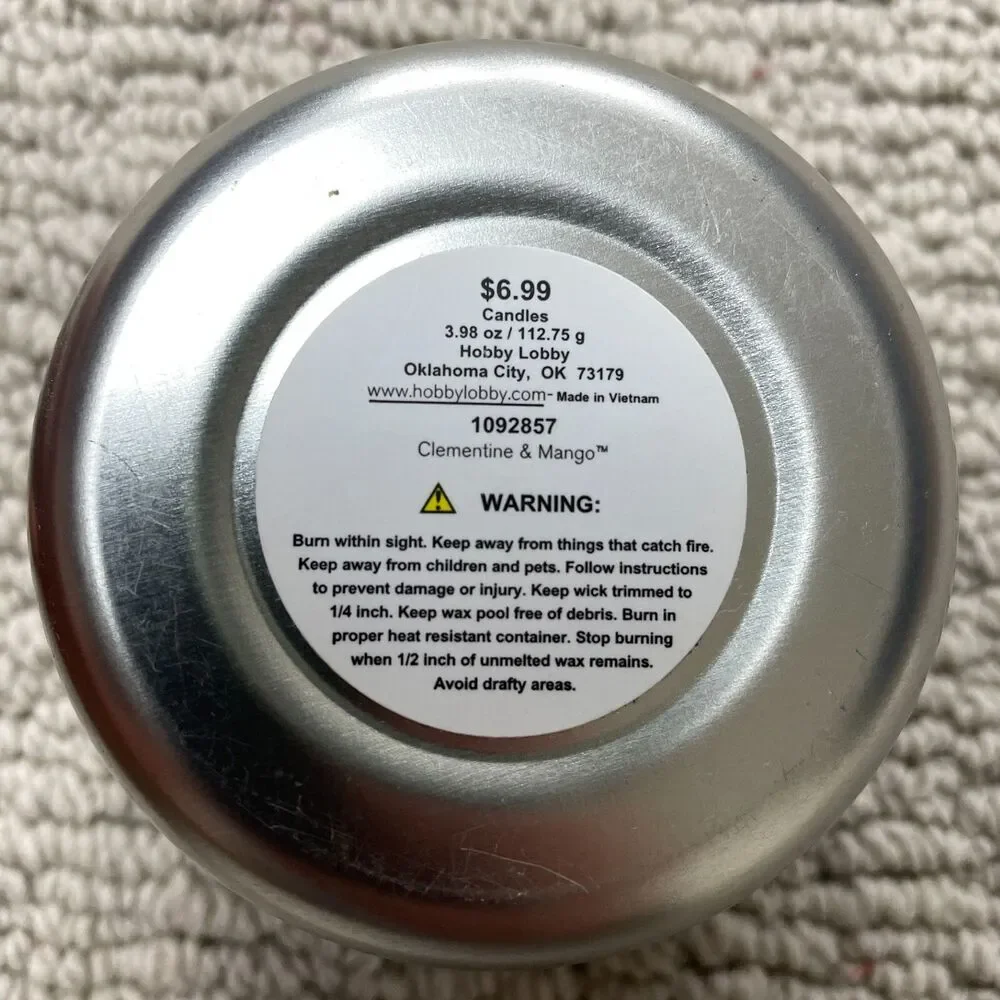 Darsee & David's from Hobby Lobby Clemetine & Mango Richly Scented Candle Jar